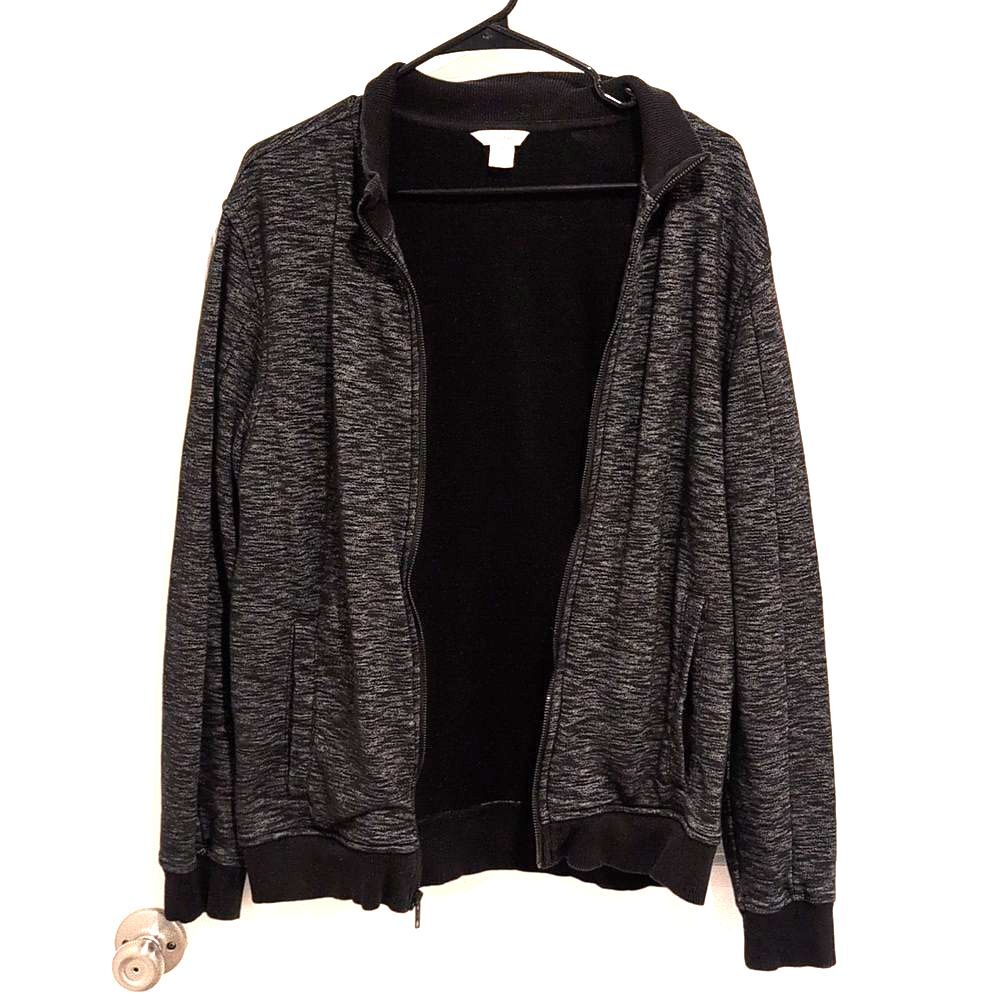 Calvin Klein Black and Gray Zip Up Sweater